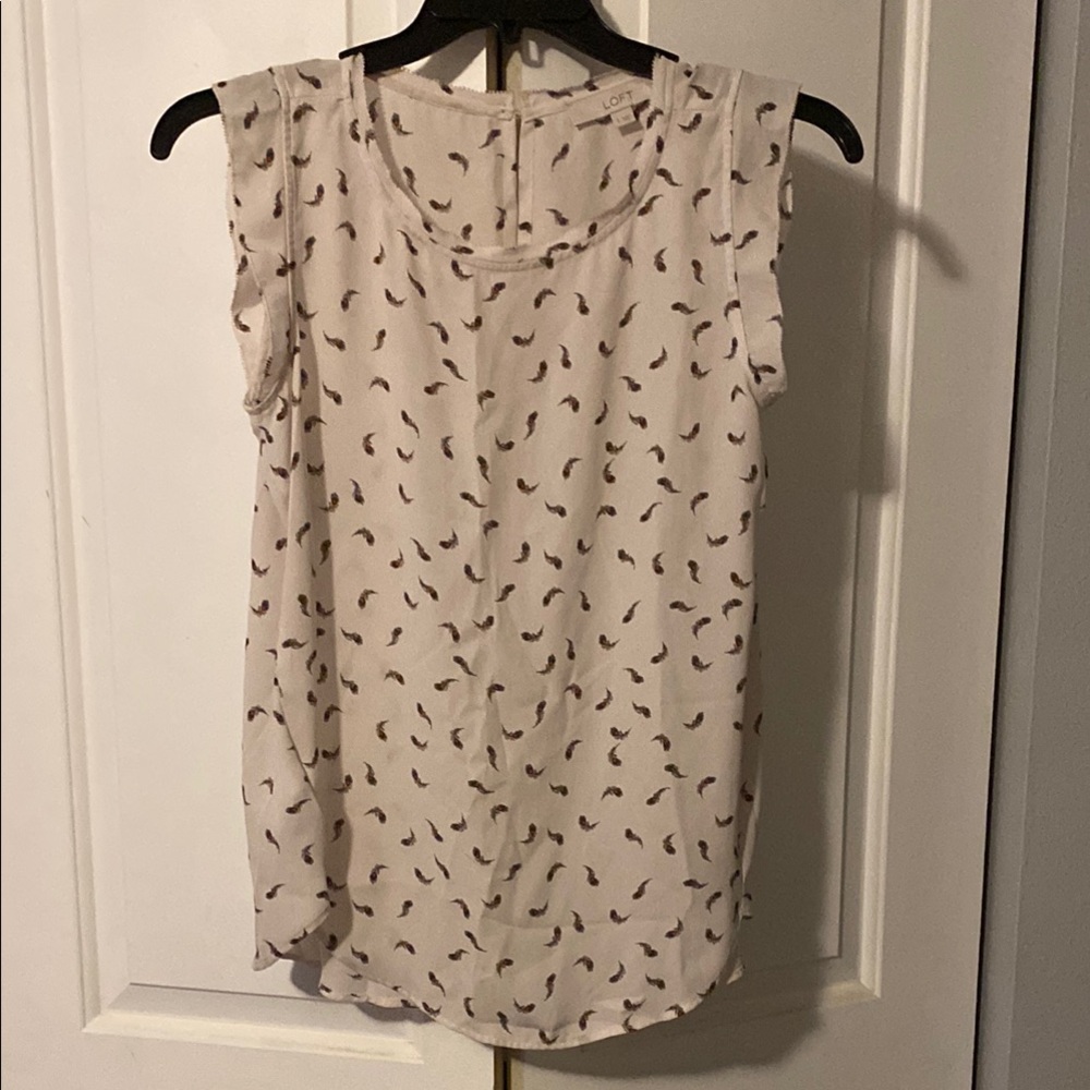 LOFT Cream Relaxed Sleeveless Blouse